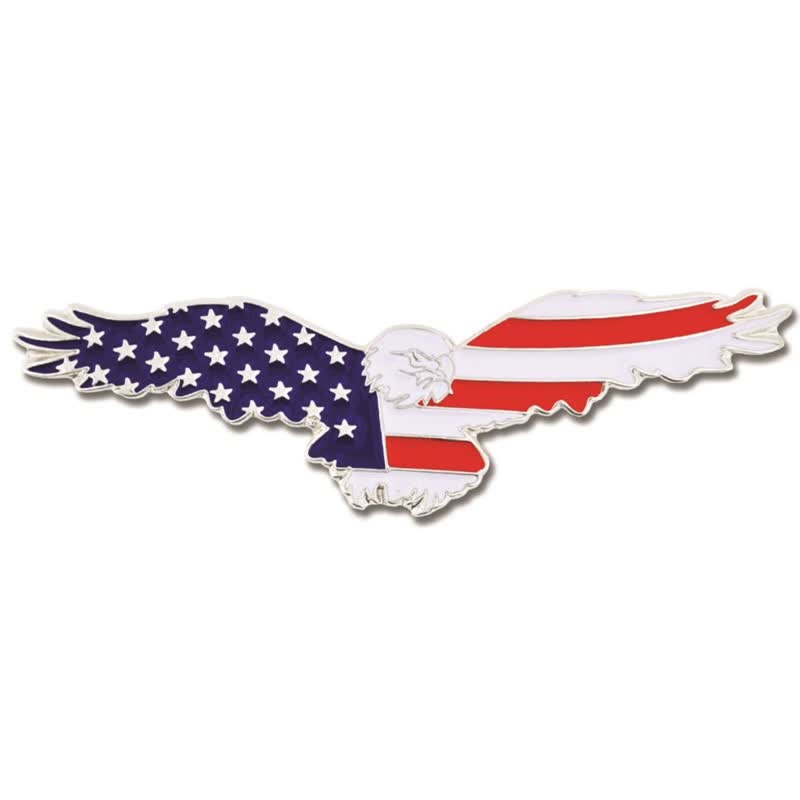 Men's Enamel American Flag Vulture Brooch - image 5