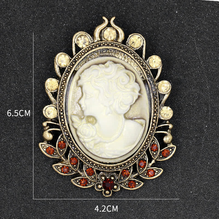 Women's Victorian Cameo Silhouette Leaf Brooch - image 1