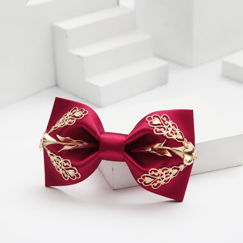 Men's Golden Floral Calla Lily Bow Tie - image 2