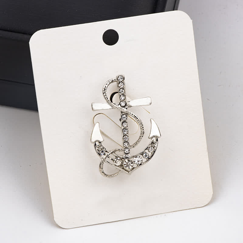 Men's Sea Boat Anchor Brooch - Silver - image 6