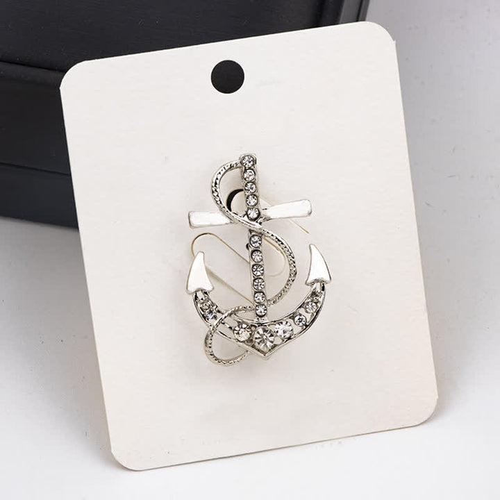Men's Sea Boat Anchor Brooch - Silver - image 6