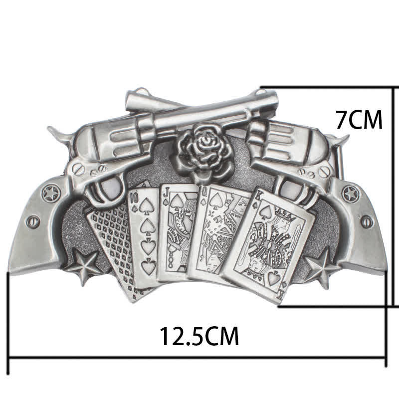 Men's DIY Double Pistol Poker Buckle Leather Belt - image 2