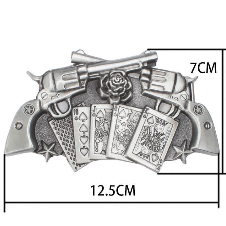 Men's DIY Double Pistol Poker Buckle Leather Belt - image 2