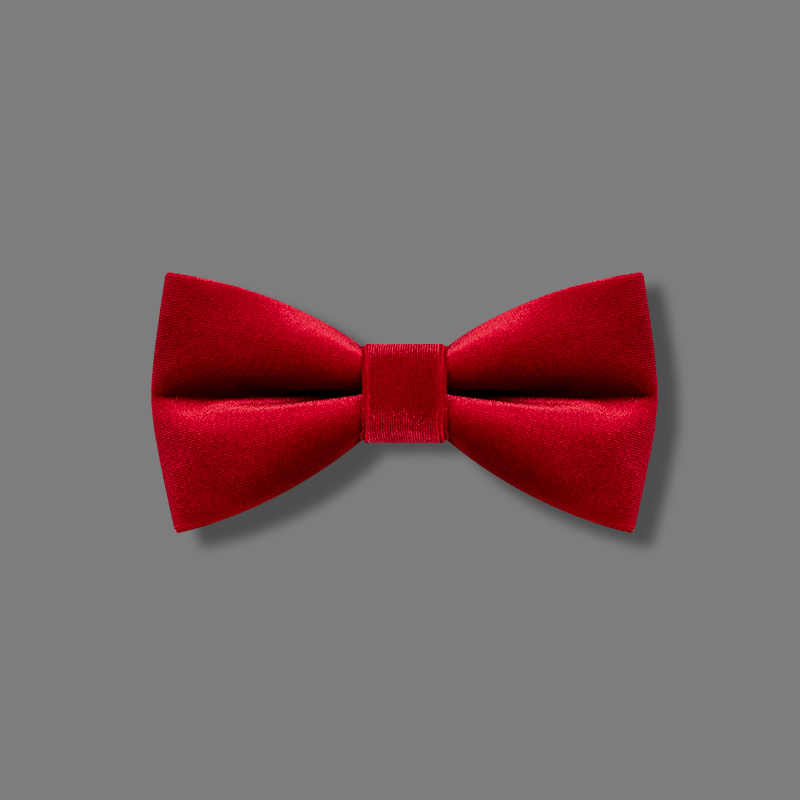 Men's Bright Red Solid Color Velvet Bow Tie - Bright Red - image 1