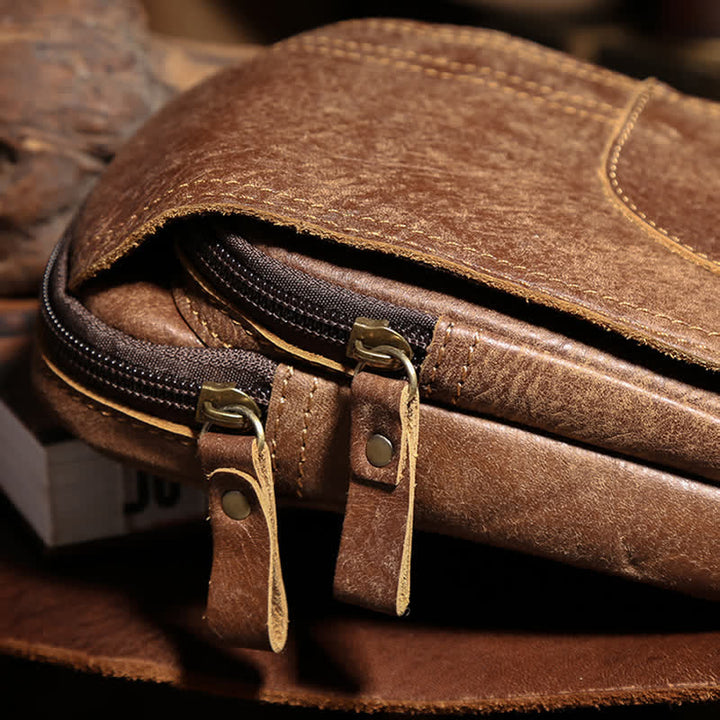 Travel Zipper Magnetic Snap Nubuck Leather Belt Bag - image 8