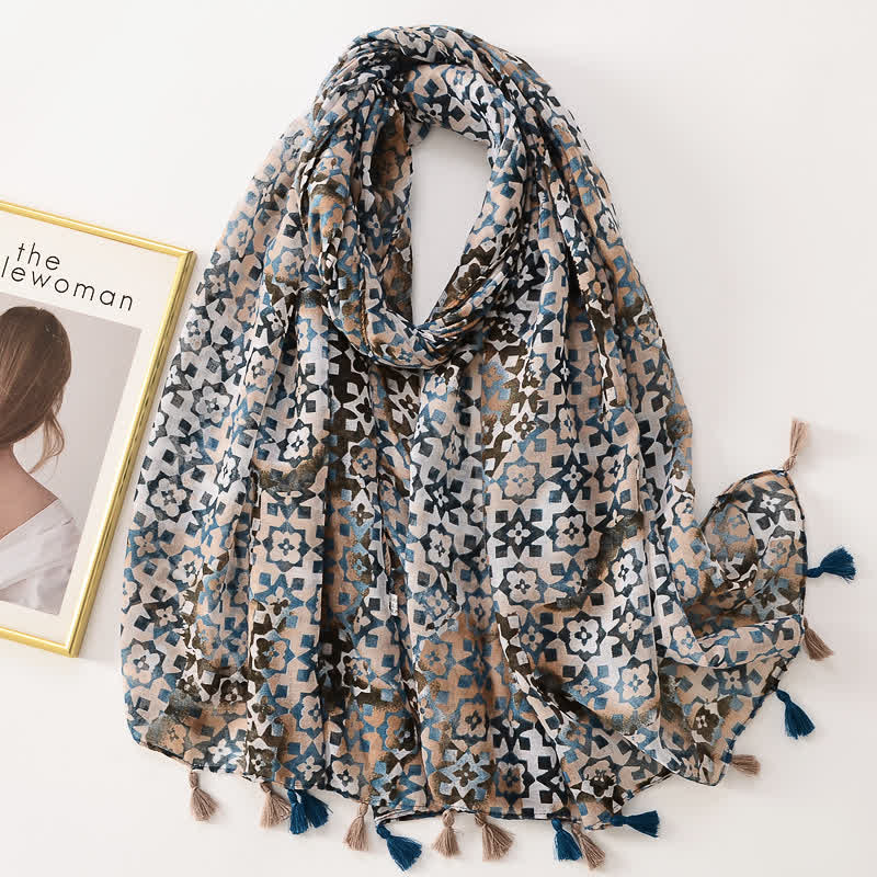 Women's Thin Lovely Butterfly Floral Tassel Scarf - Style #32 - image 37