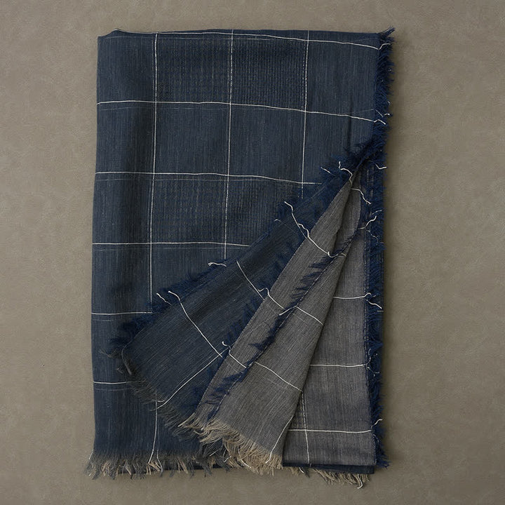 Men's Two-Tone Patchwork Checked Fringe Scarf - image 4