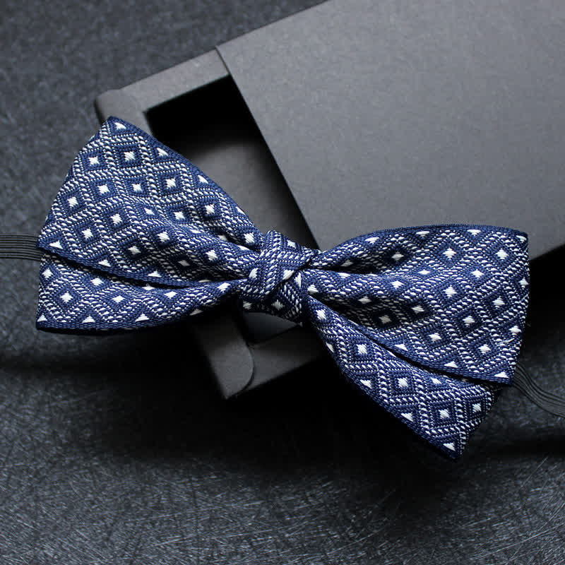 Men's Abstract Pattern Double Layers Bow Tie - Style #7 - image 8