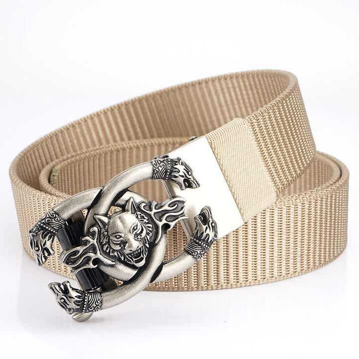 Men's Fierce Wolves In Flame Nylon Belt - Beige / Silver - 48" - image 21