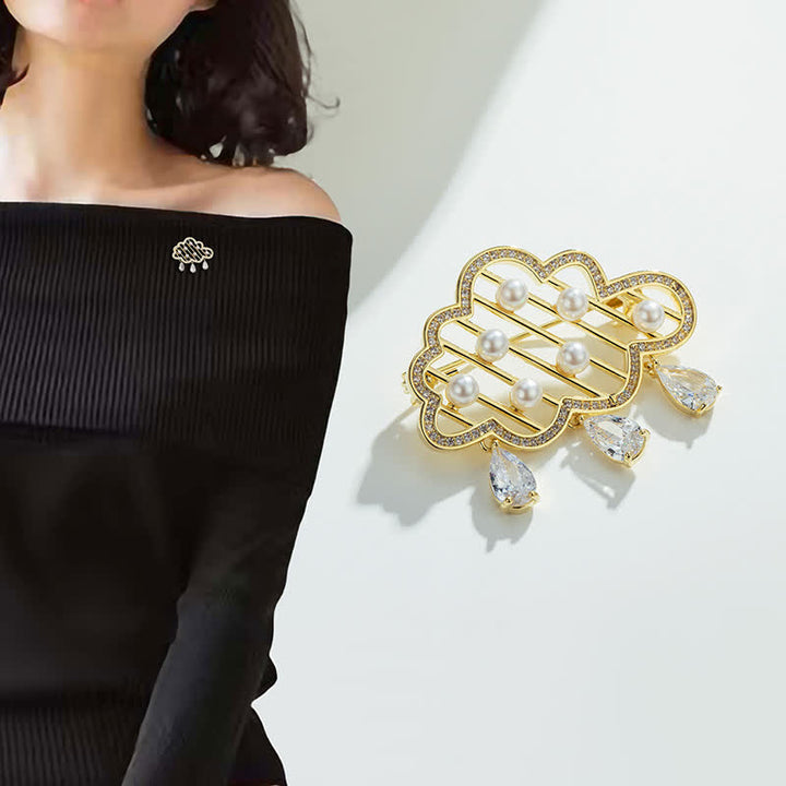 Women's Raining Cloud Pearl Brooch - image 5