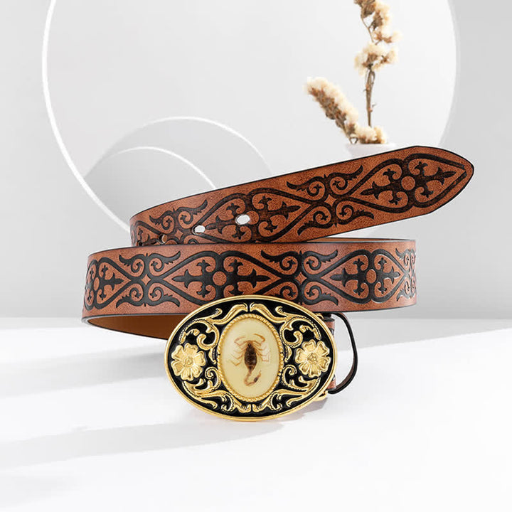Men's Glowing In The Dark Scorpion Buckle Leather Belt - image 2