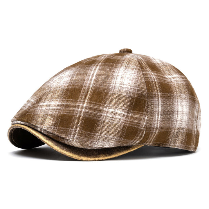 Autumn & Winter Artistic Retro Versatile Checkered Beret - Khaki - Adjustable (22 1/2"-24") - image 9