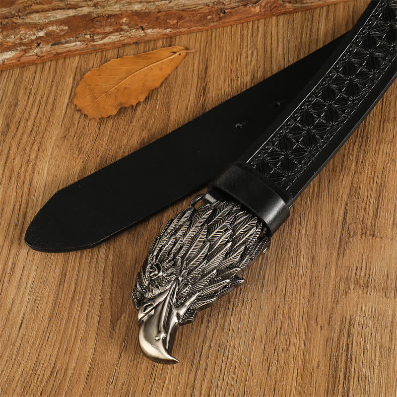 Men's Eagle Head Realistic Vulture Western Leather Belt - image 7