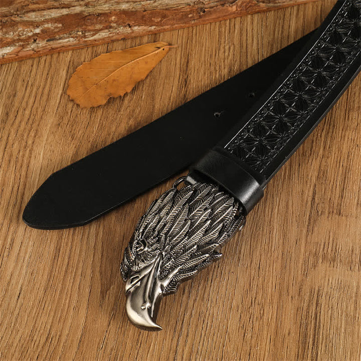 Men's Eagle Head Realistic Vulture Western Leather Belt - image 7