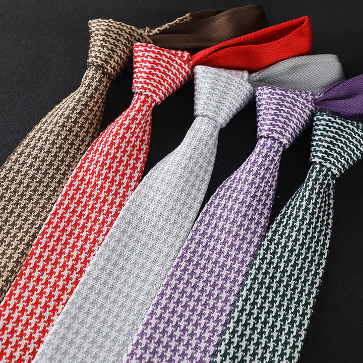Men's Houndstooth Plaid Knitted Necktie - image 1