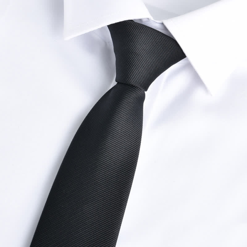 Men's Solid Color Zipper Tie Adjustable Necktie - Black - image 9