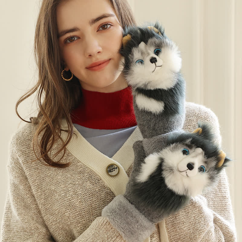 Women's Cute Animal Furry Mittens Gloves - image 5