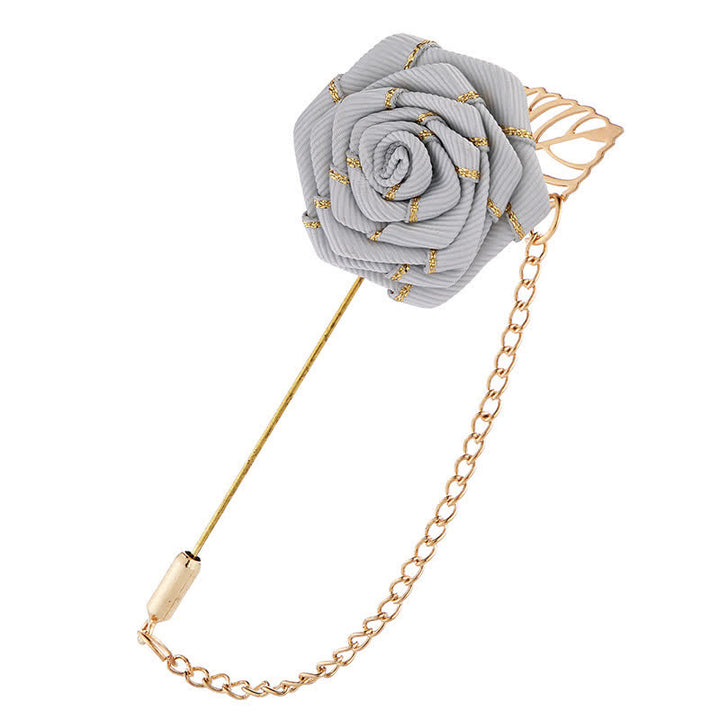 Men's Floral Camellia Chain Brooch - Gray - image 8