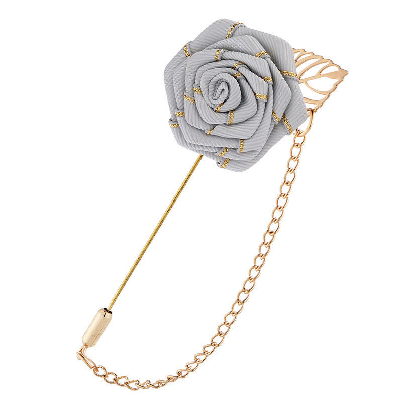 Men's Floral Camellia Chain Brooch - Gray - image 8