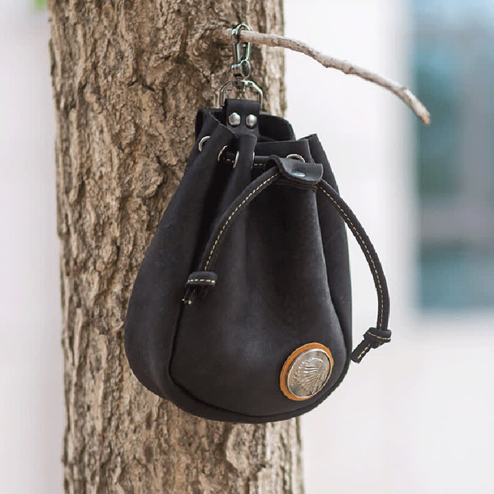 Small Wallet Coin Purse Drawstring Leather Belt Bag - image 10