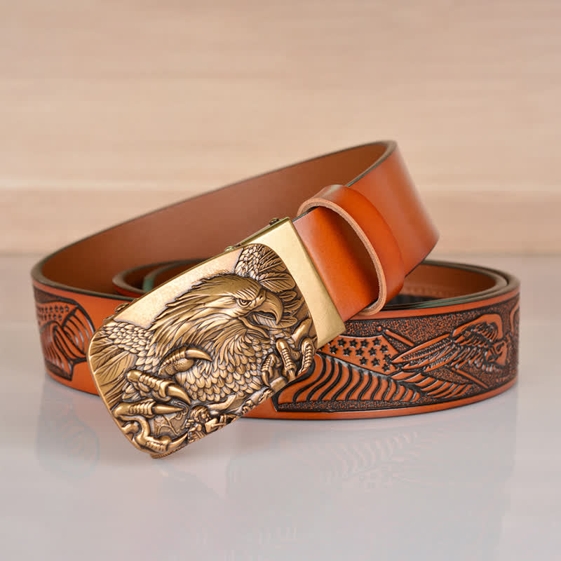 Men's Mighty Eagle Sharp Claw Automatic Buckle Leather Belt - image 23