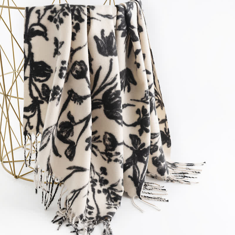 Women's Cream Sweet Flower Botanical Scarf - image 7