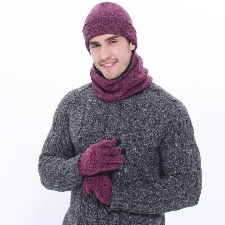 3Pcs Warm Beanie Hat Scarf Touchscreen Gloves Set - image 10