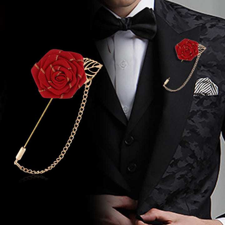 Men's Floral Camellia Chain Brooch - image 0