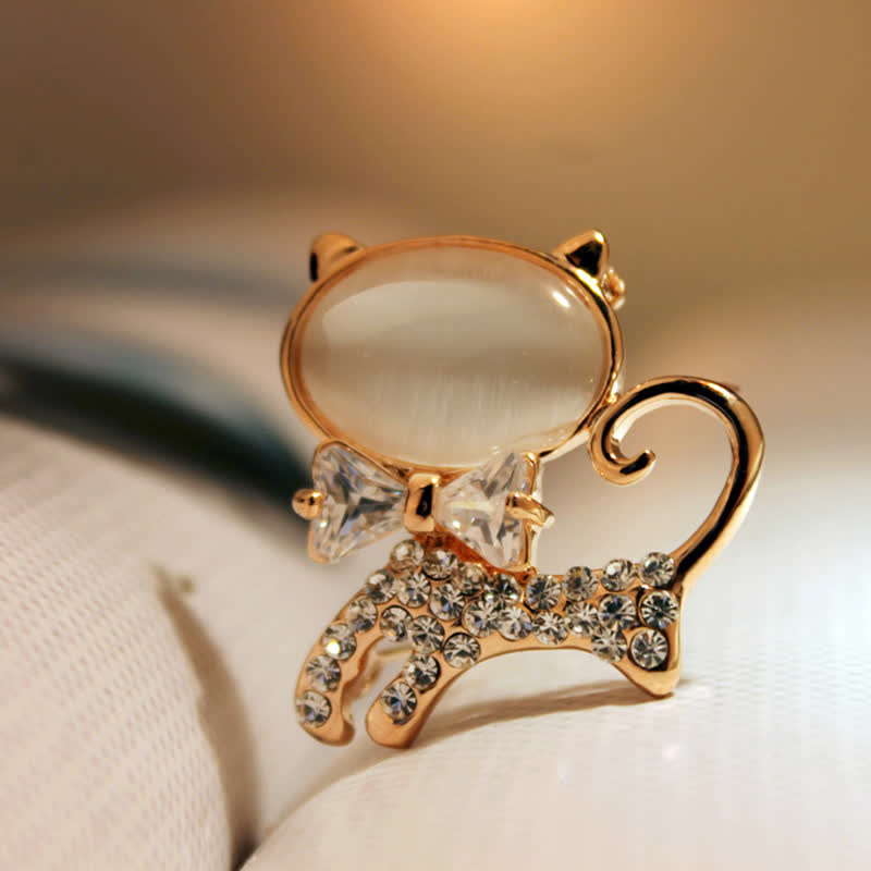Women's Opal Kitty With Bowtie Brooch - image 3