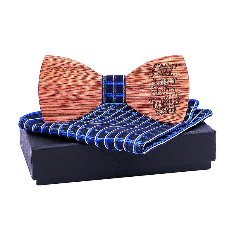 2Pcs Men's Proverbs Wooden Bow Tie Set - GET LOST ALONE THE WAY #2 - image 8