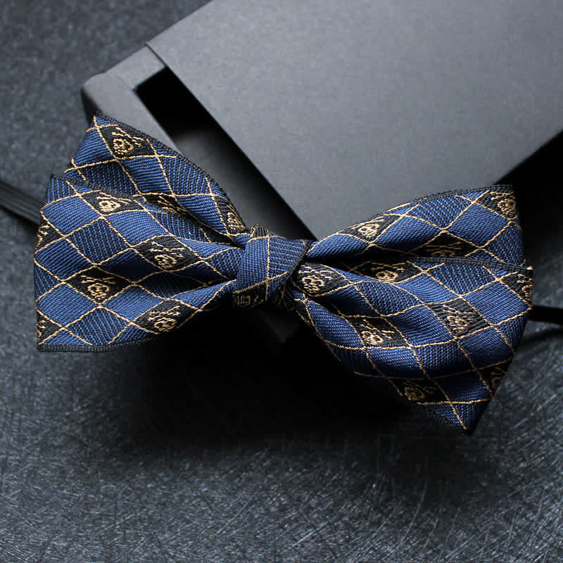 Men's Abstract Pattern Double Layers Bow Tie - Style #6 - image 7