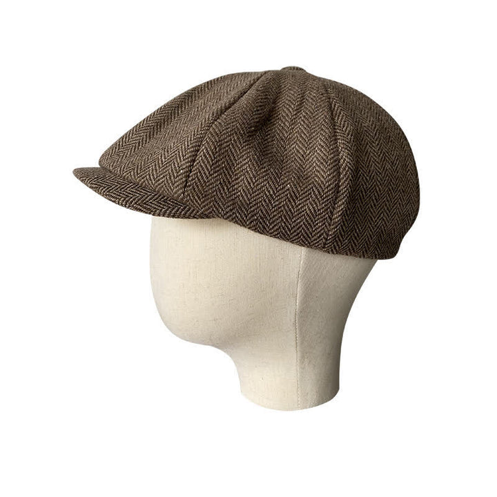 Coffee Fine Herringbone Octagon Beret Cap - image 4