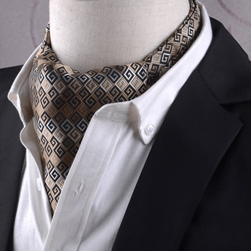 BurlyWood Greek Key Gentle Texture Cravat - BurlyWood - image 0