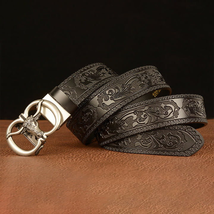 Men's Bull Head Buckle Leather Belt - image 17