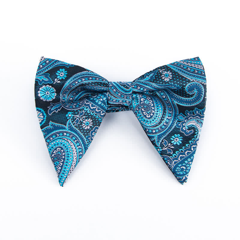 Men's Colorful Paisley Oversized Pointed Bow Tie - Blue #3 - image 14