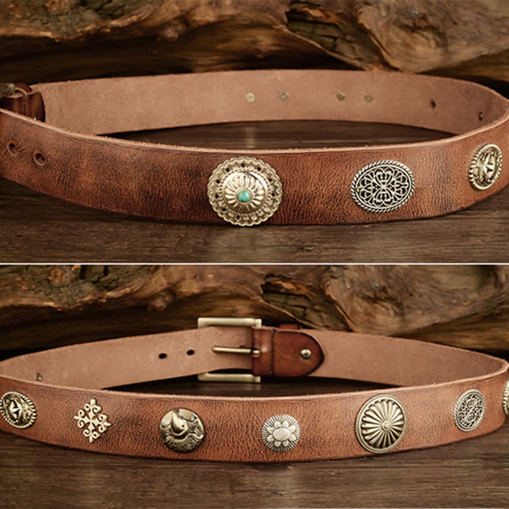 Men's Punk Heavy Metal Studded Leather Belt - image 3