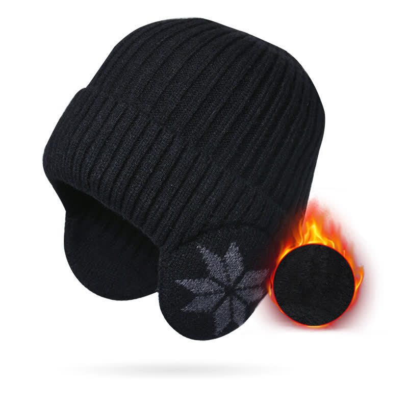 Unisex Winter Warm Thickened Beanie Knitted Hat - Black - Adjustable (21 5/8"-23 5/8") - image 8