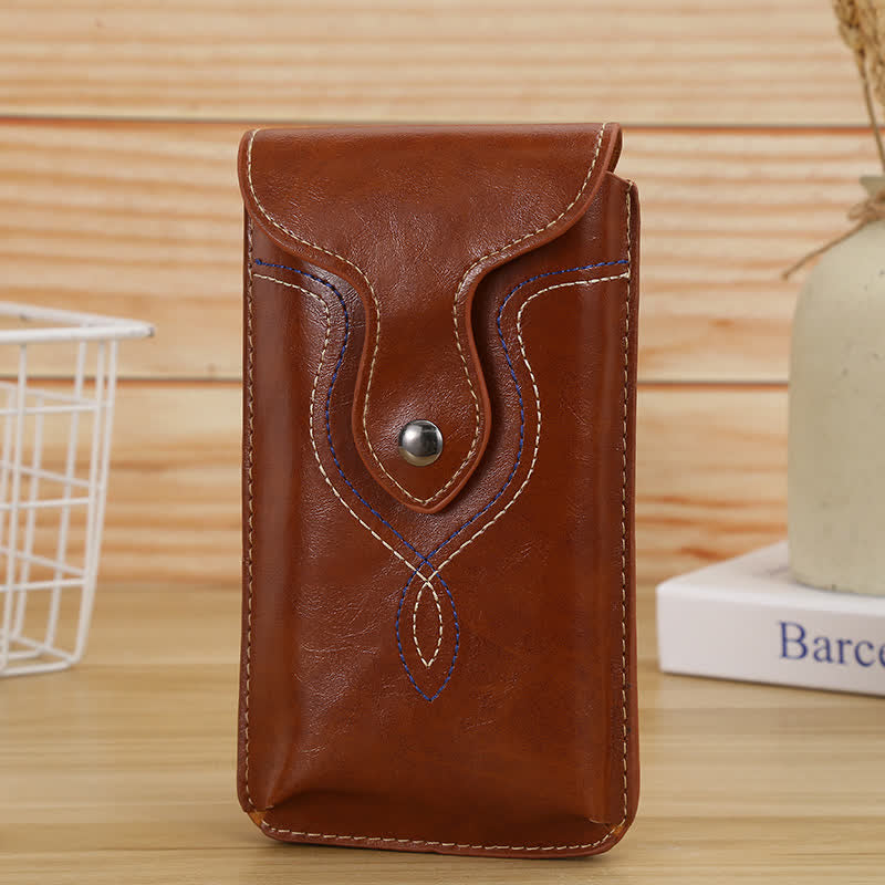 Vertical Hanging Phone Holster Clip Belt Bag - Dark Brown - image 2