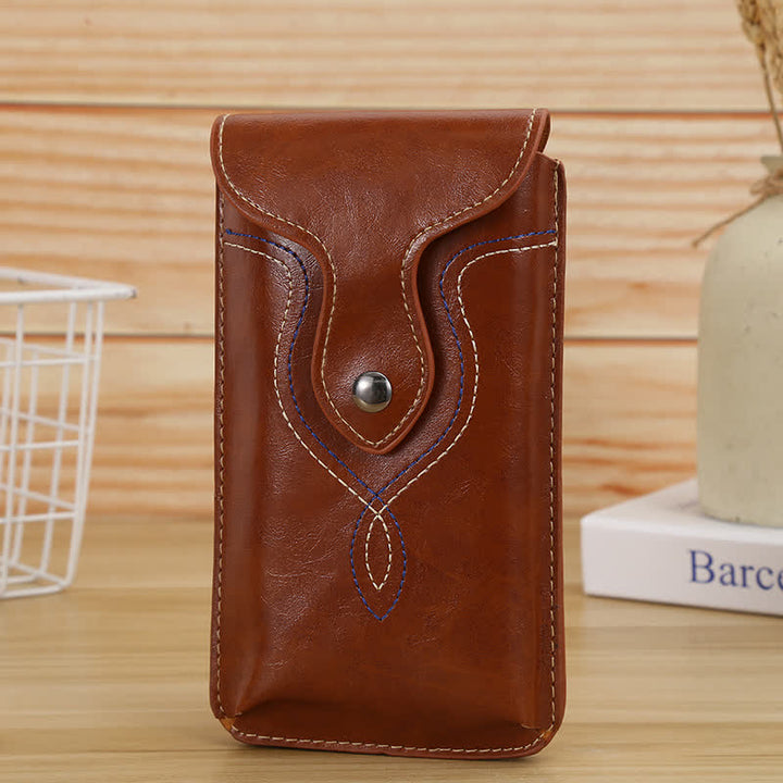 Vertical Hanging Phone Holster Clip Belt Bag - Dark Brown - image 2