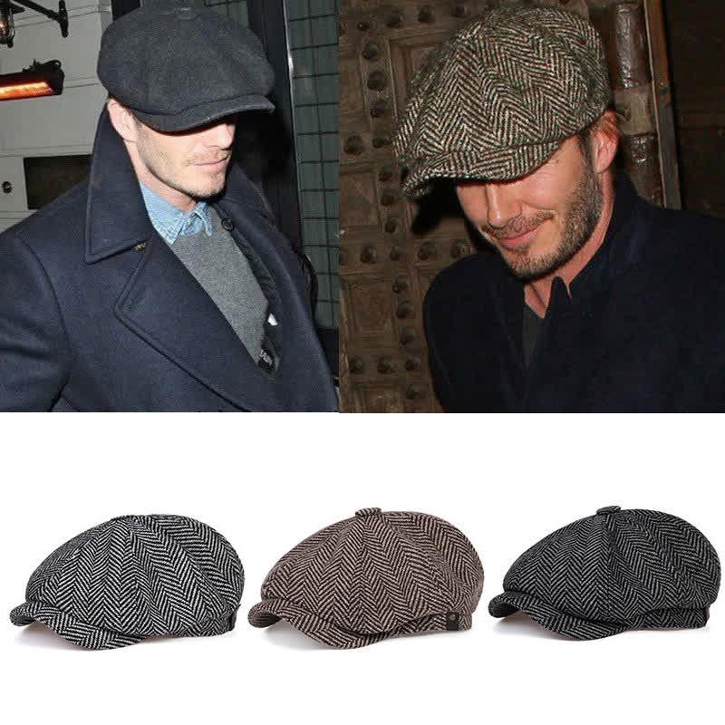 Peaky Hat Herringbone Pattern Octagonal Beret Cap - image 1