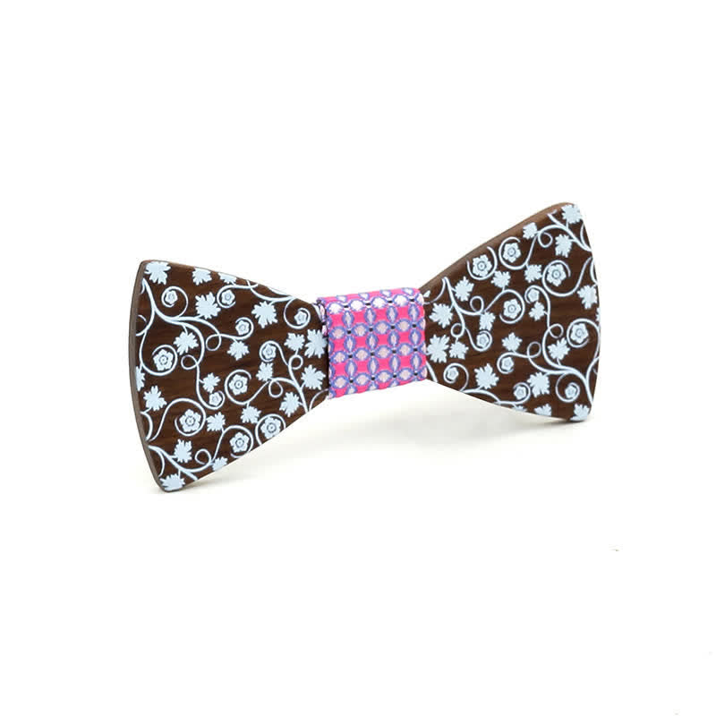 Kid Glorious Floral Printing Wooden Bow Tie - Pink Graphic - image 5