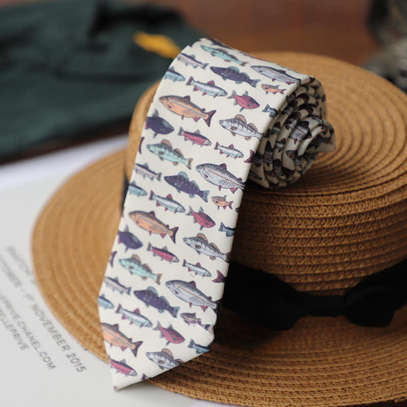 Men's Colourful Prehistoric Creatures Necktie - Swimming Fishes - image 8