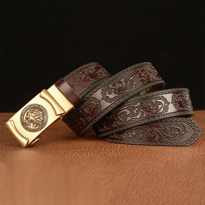 Men's Punk Lion Head Leather Belt - image 2