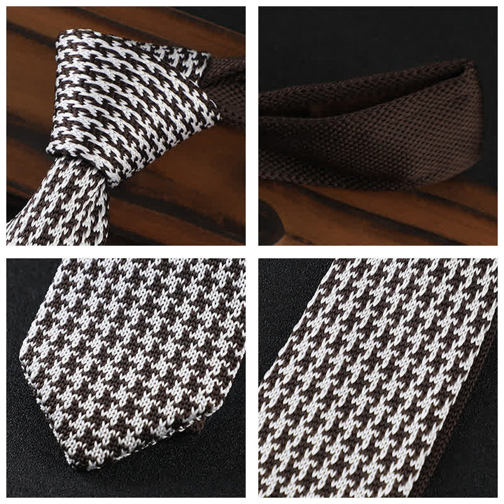 Men's Houndstooth Plaid Knitted Necktie - image 4