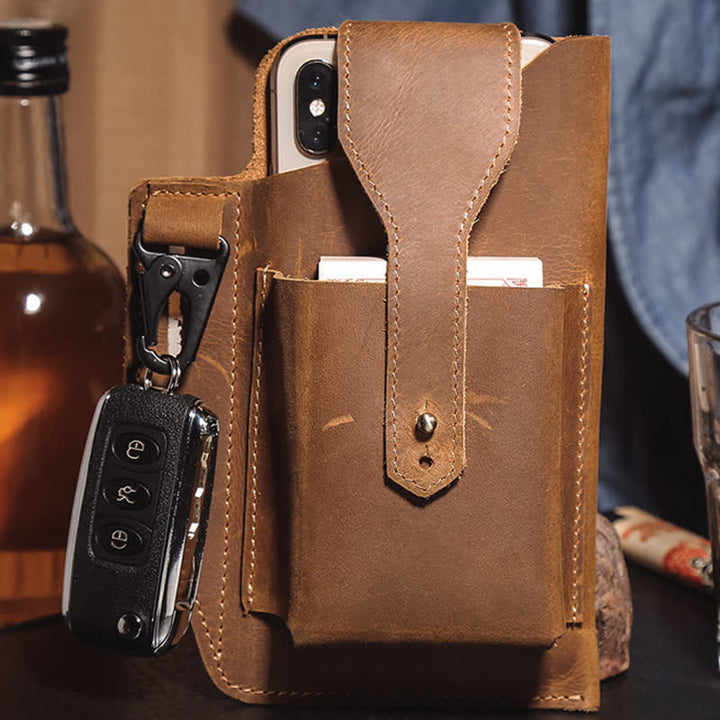 Minimalist Phone Crazy Horse Leather Belt Bag - image 17