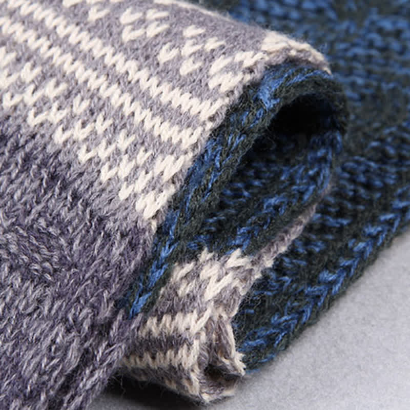 Men's Argyle Knitted Stitching Color Block Scarf - image 5