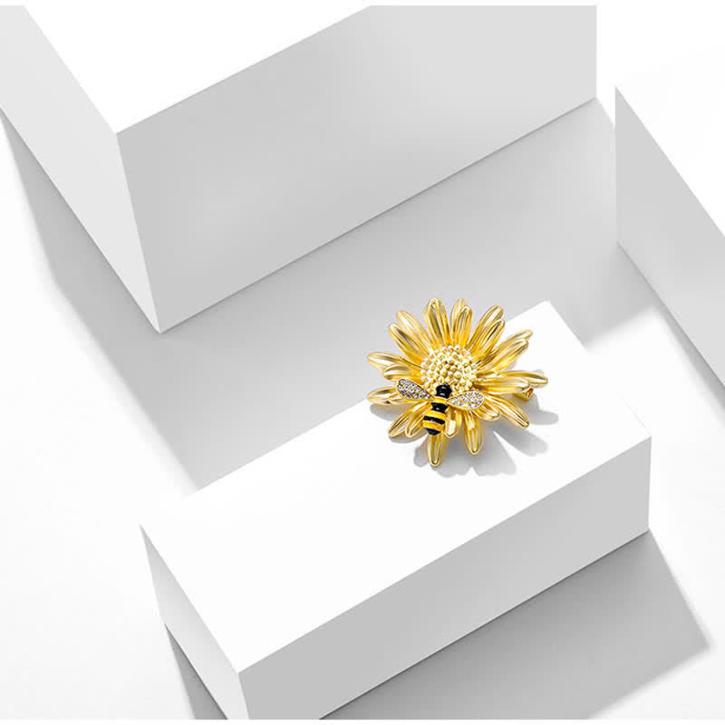 Women's Sweet Sunflower Bee Brooch - image 3