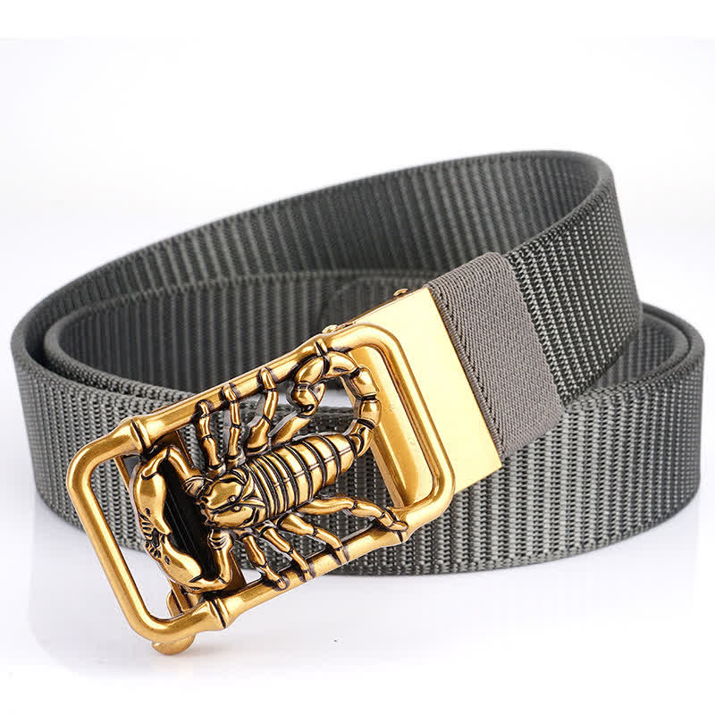 Men's King Scorpion Simple Nylon Belt - Gray / Gold - 48" - image 12