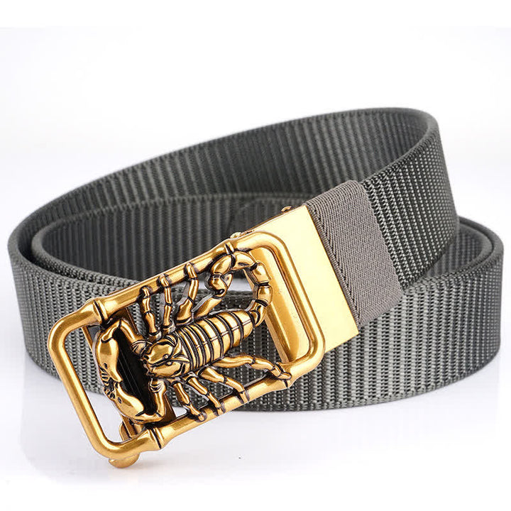 Men's King Scorpion Simple Nylon Belt - Gray / Gold - 48" - image 12