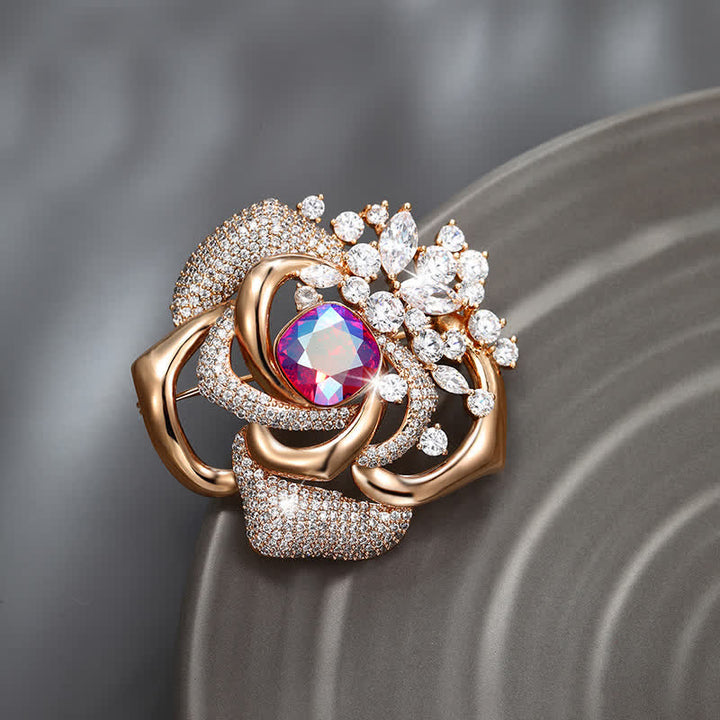 Women's Shiny Blooming Rose Brooch - Gold - image 0